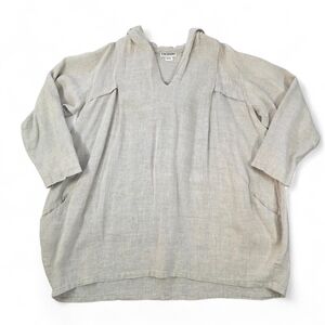 B. Hadikusumo Linen Hooded Tunic Top Oversized Boho One Size USA Lagenlook